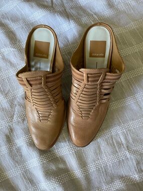 Dolce Vita Tan Braided Leather Slip-On Mules